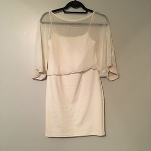 Elegant Cream Chiffon Overlay Dress